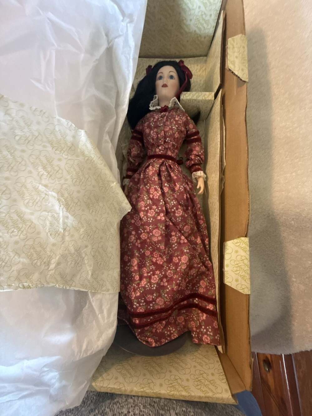 Franklin Mint Heirloom Beth Little Women Victorian Porcelain Doll Original Box